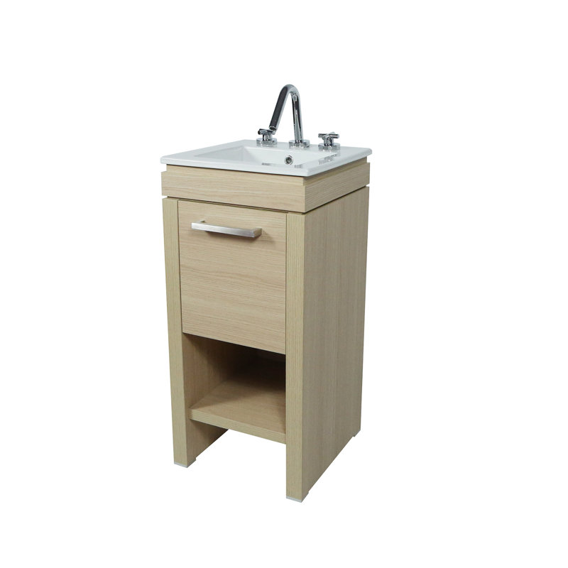 Meuble-lavabo simple 16,14 po avec plateau en céramique, Neuturel