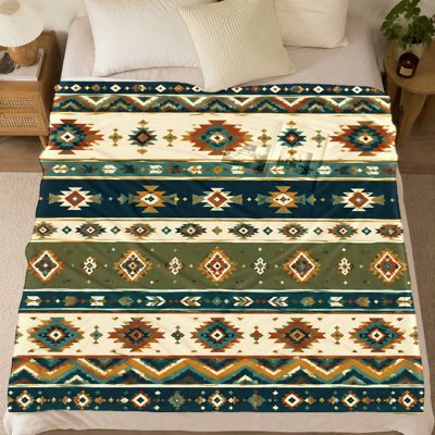 Couverture polaire à motif sud-ouest – Design géométrique aztèque ; jeté douillet et chaud, polyvalent pour canapé, lit, accessoire décoratif pour la maison, décoration parfaite pour le salon et la chambre, idéal pour le camping et les voyages en plein air, une idée cadeau attentionnée.