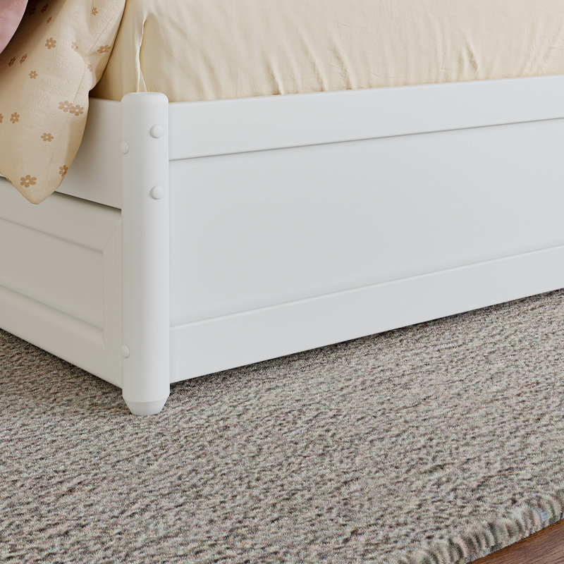 Lit gigogne en bois massif Avdesh, Blanc, Simple