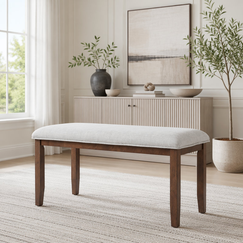 Banc rembourré pour chambre à coucher, Cerisier