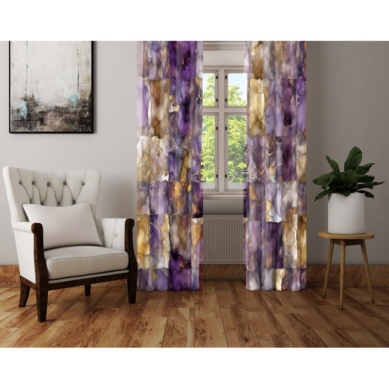 Paire de rideaux semi-transparents en polyester Arenstein, L 20 po x L 52 po
