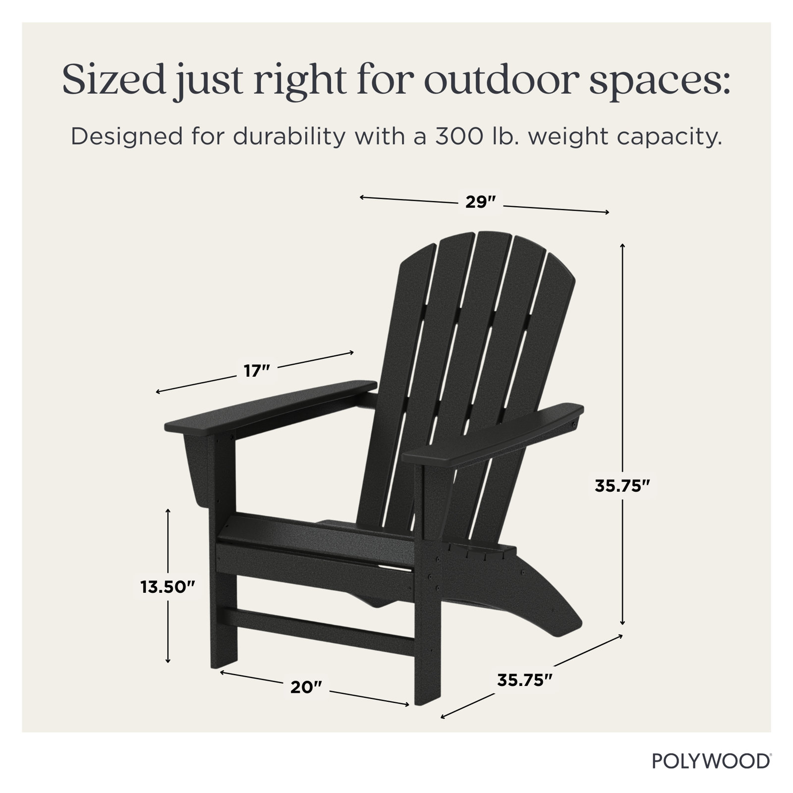 POLYWOOD® Nautical Adirondack Chair, Black
