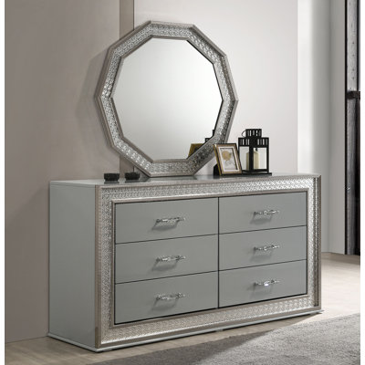Commode Cassiopeia Glam, gris métallique