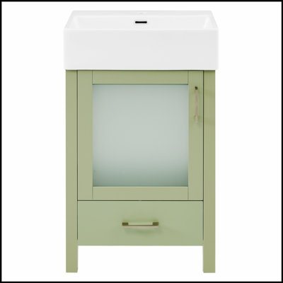 Meuble-lavabo de 20 pouces avec lavabo en céramique et beaucoup de rangement pour les petites salles de bain et l'efficacité de l'espace