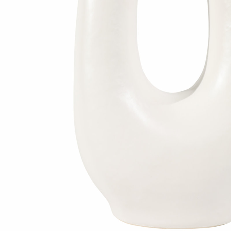 Lampe de table ovale ouverte en céramique blanche avec abat-jour en lin 27 po Latitude Run®
