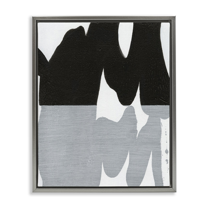 «Black Organic Form Floater» par Jodi Fuchs, Cadre flottant gris lustré, H 31 po x l 25 po