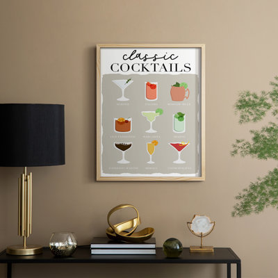 Classic Cocktails Framed Print - Solid Wood