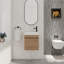 Meuble-lavabo mural 18 po avec lavabo en résine blanche et porte d'armoire à fermeture en douceur 18 po-919428329
