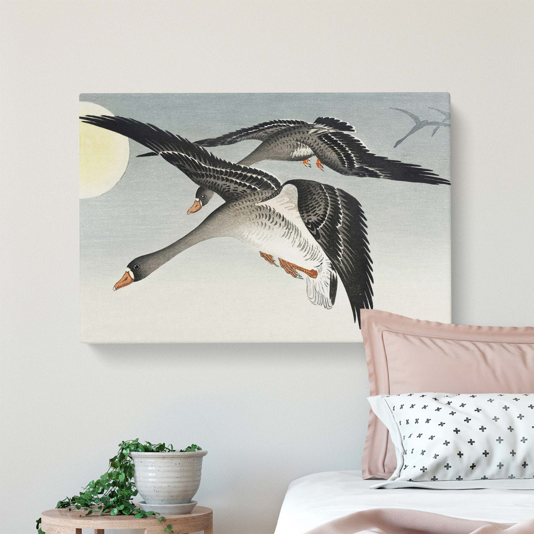 Geese in Flight by Ohara Koson - Wrapped Canvas