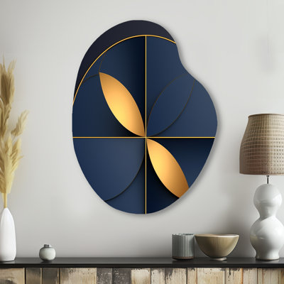 Sacramental Blue Minimal Sacred Geometry Seal III - Modern Geometric Pear Shape Assymterical Metal Wall Art