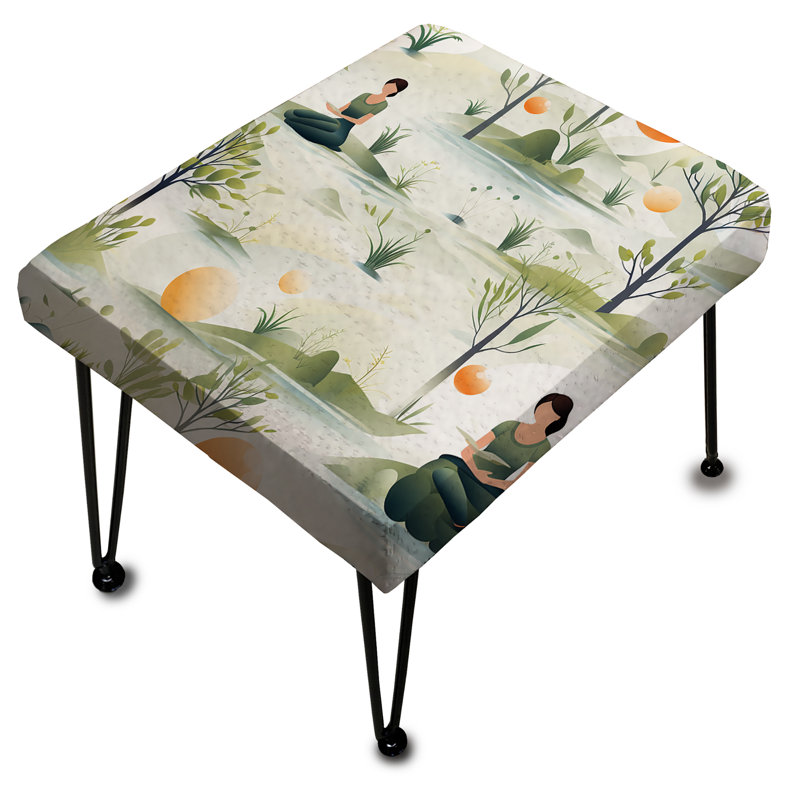 Mindful Contemplation Mediation - Abstract Rectangle Ottoman