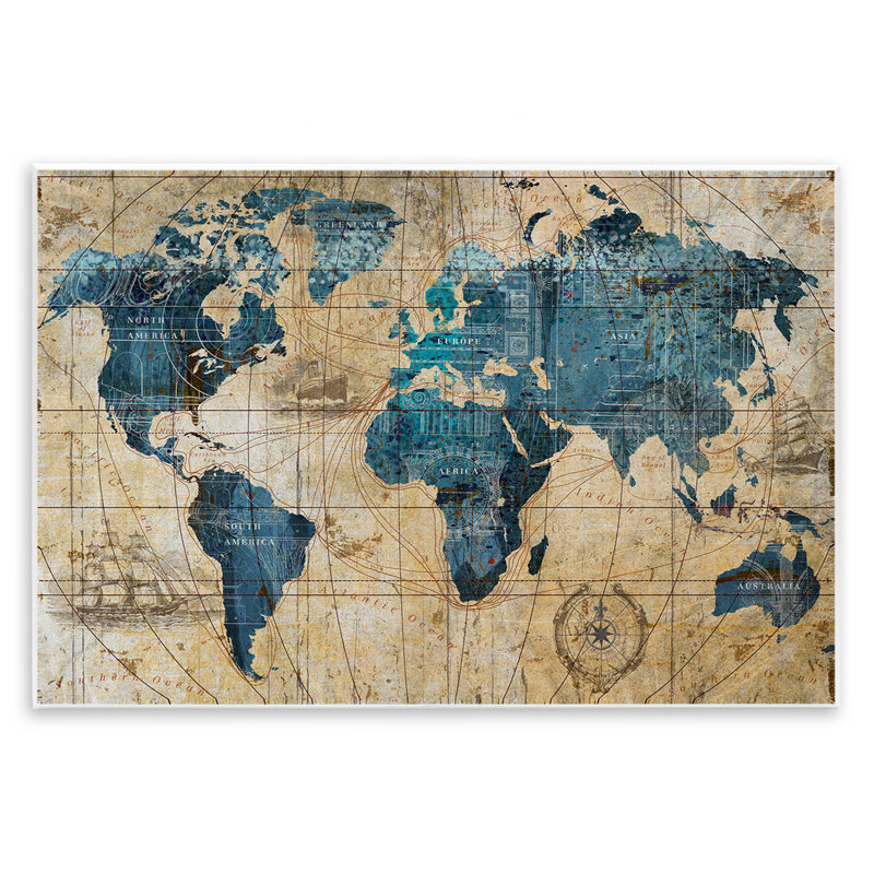 Carte du monde abstraite par Art Licensing Studio - impression, H 10 po x l 15 po