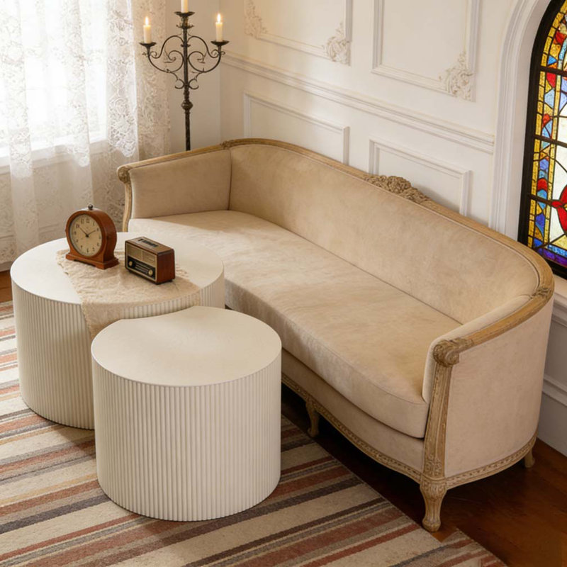 Table basse ronde en bois, H 14,92 po x L 33,86 po x l 33,86 po