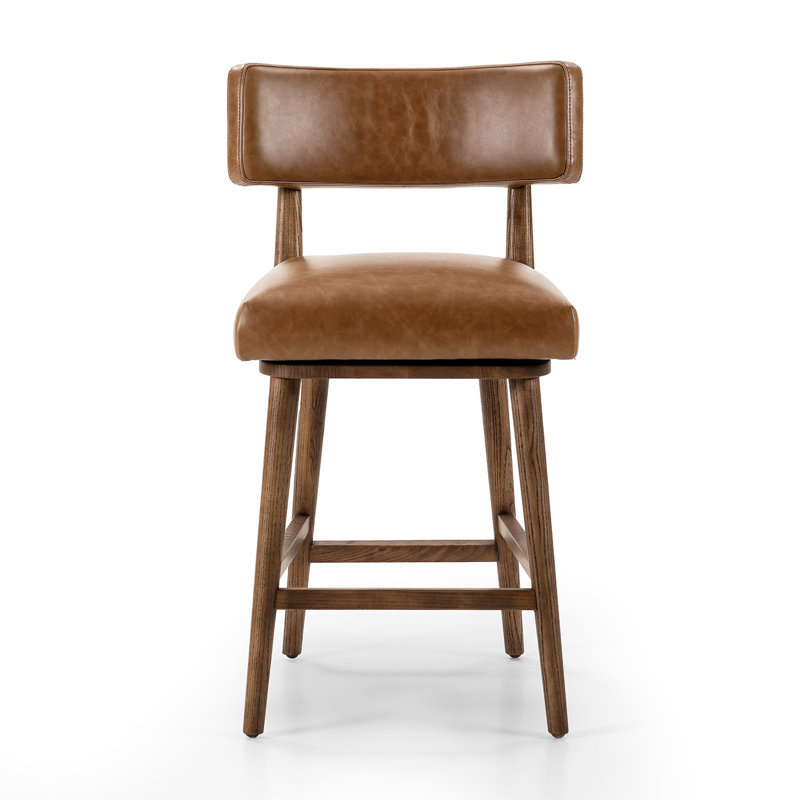 Tabouret de bar et de comptoir Lando, Tabouret de comptoir (siège d'une hauteur de 27 p, Châtaignier Sonoma