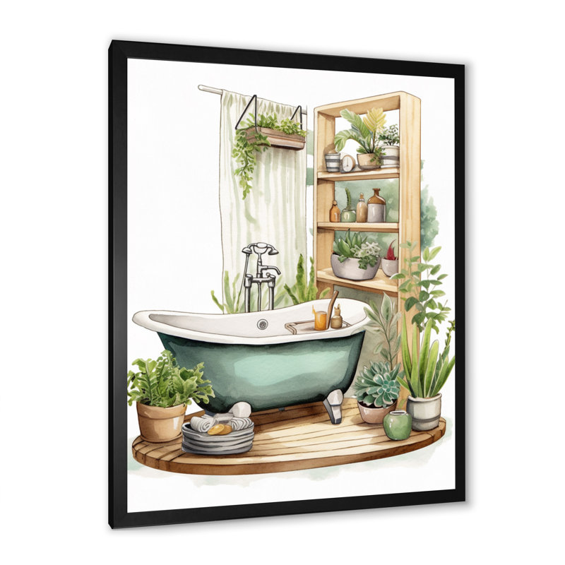 Décor de salle de bain naturel XX XXI, Cadre simple noir, H 40 po x l 30 po x P 1,5 po