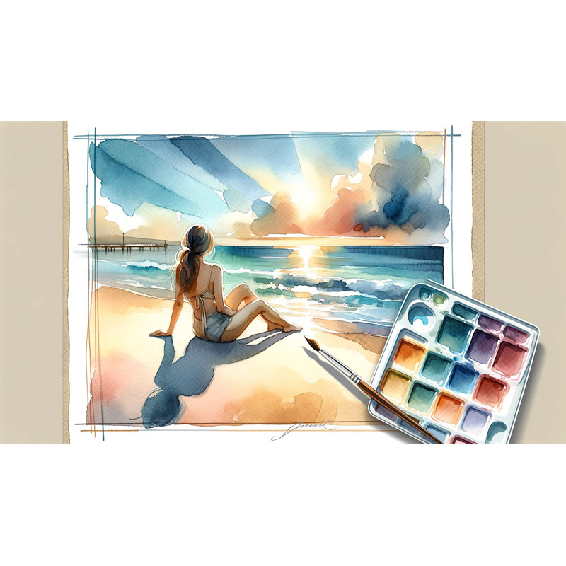 Art mural sur toile Sunlit Beach Reverie, H 20 po x l 20 po x P 1,5 po