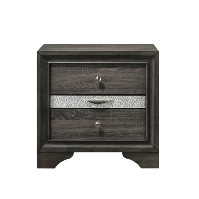 Gray Nightstand With 2 Drawers And 1 Jewelry Case Pouch Drawer - Textured, Compact For Bedroom Decoration Compartment, Textured Surface, Make Your A H