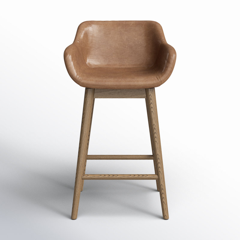 Hannah Swivel Stool, Counter Stool (26.5" Seat Height), Sonoma Chestnut/Genuine Leather, Amber Ash