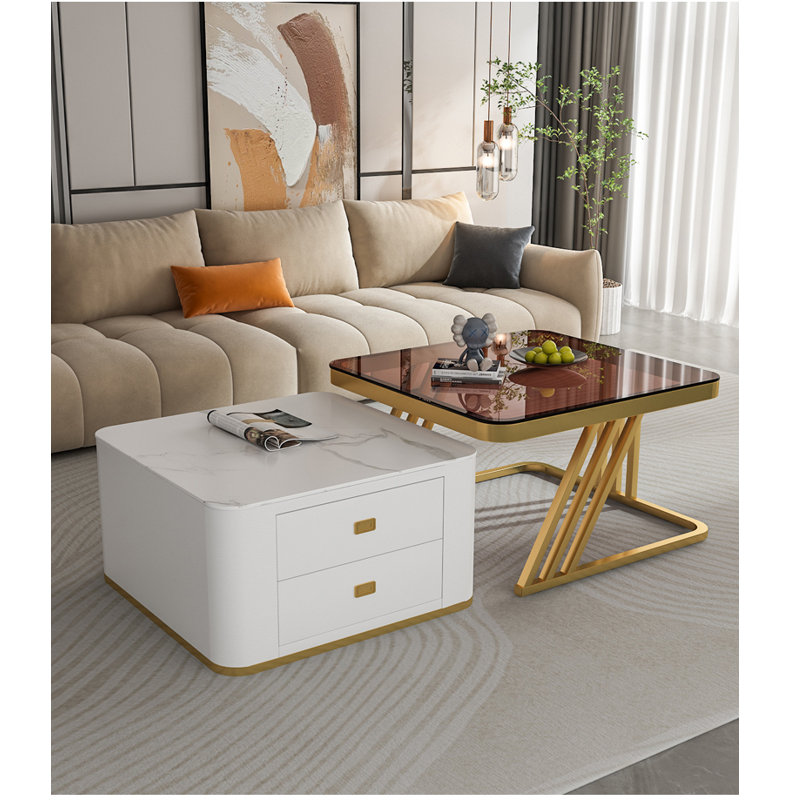Ciclaly Lift Top Trestle Coffee Table, 49cm H x 83cm L x 83cm W, Black/Gray
