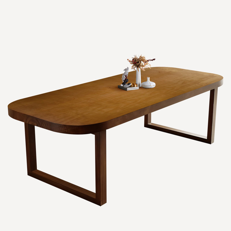 Classic rectangular brown solid wood dining table