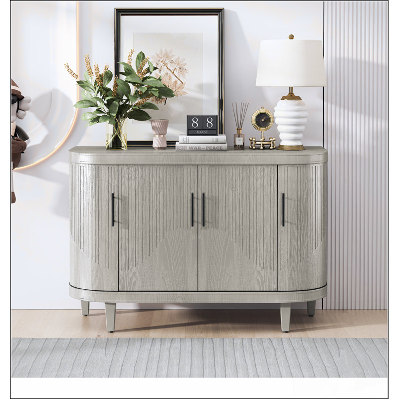 Buffet moderne incurvé avec rangement décoratif de 47,2 pouces, console en bois pour bar et décoration intérieure, Bleu