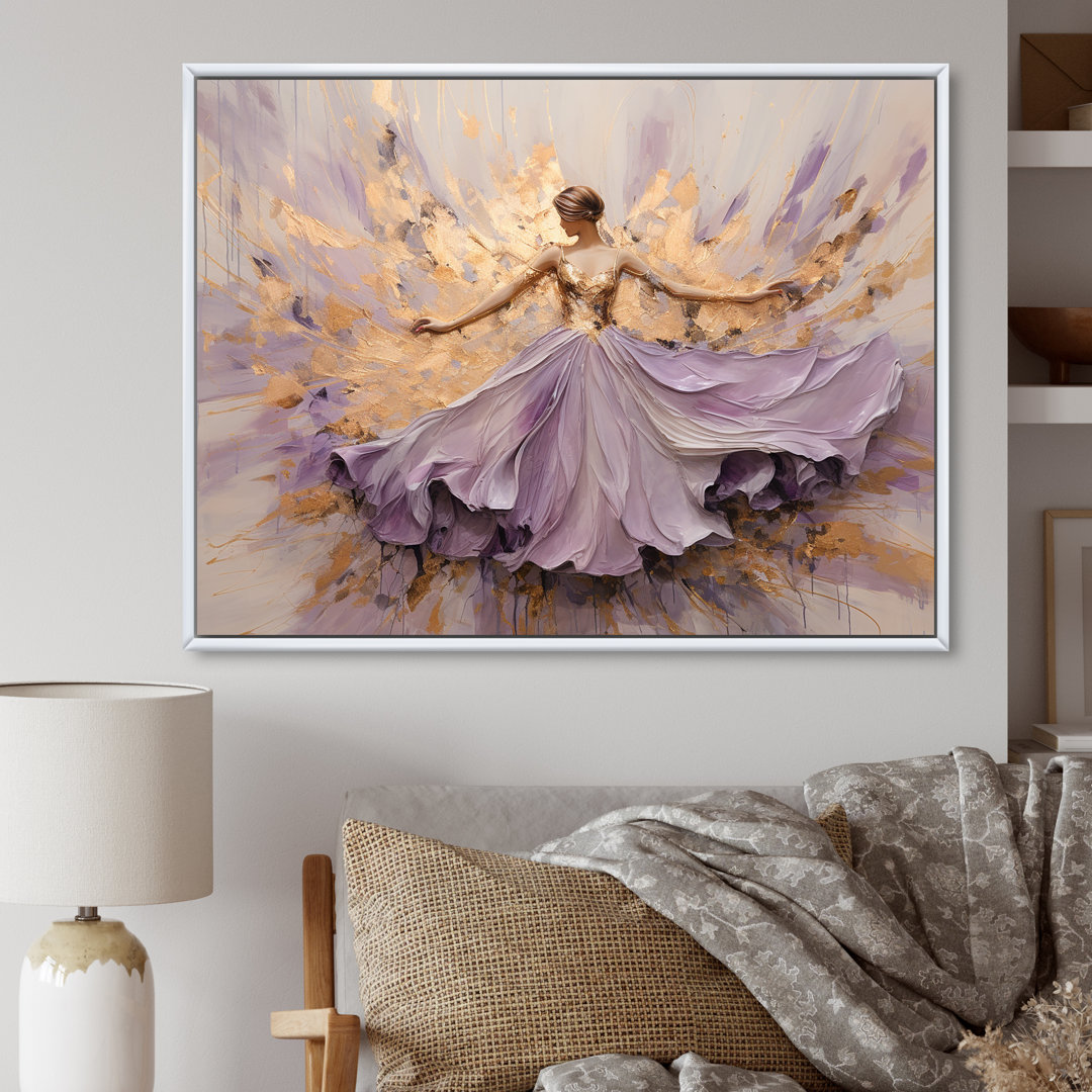 Minimalism Purple Gold Ballerina - Ballet Wall Art House of Hampton® 