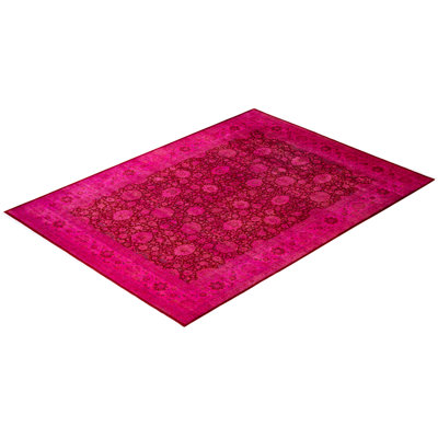 Tapis rose en laine noué à la main de style moderne et contemporain Chehalis 9 pi 1 po x 12 pi 4 po