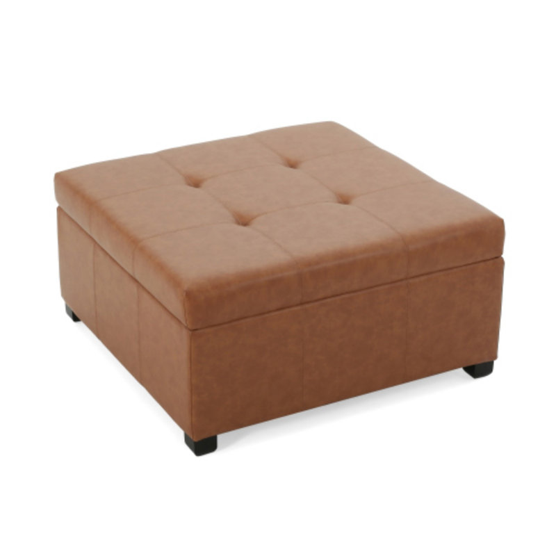Repose-pieds capitonné en similicuir CARLSBAD, brun cognac