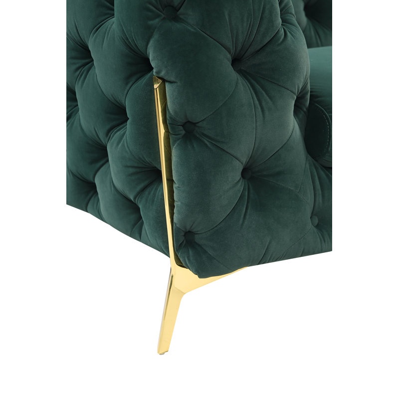 Whately 50'' Wide Tufted Velvet Armchair, Emerald Green Velvet