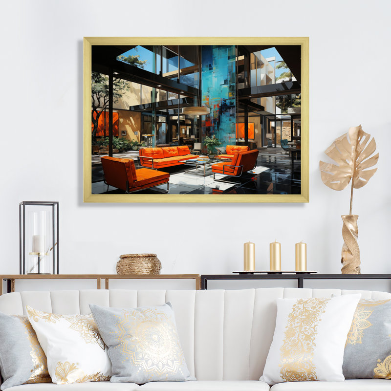 Mid Century «Bold», impression sur toile encadrée, H 30 po x l 40 po x P 1,5 po, Cadre doré à une seule photo