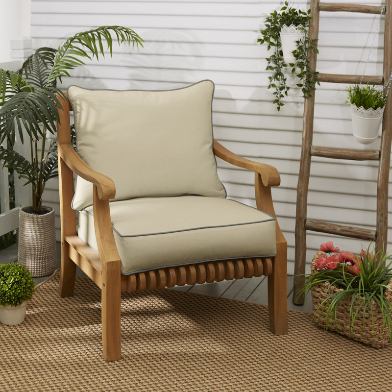Warrick Sunbrella Outdoor 5'' Lounge Chair Seat / Back Cushion, Antique Beige Sunbrella® Canvas, 23" W x 25" D