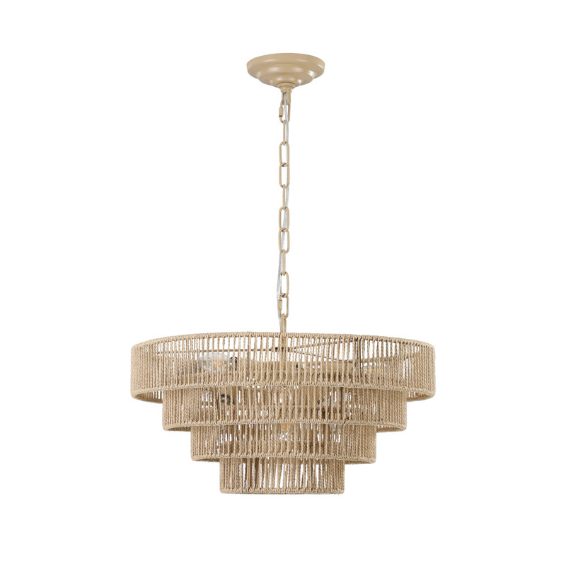 Lustre moderne ajustable tissé en chanvre Boho pour les espaces de vie