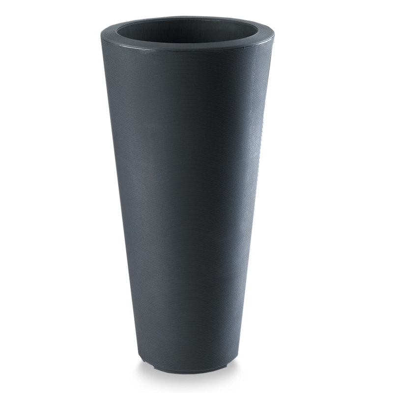 Grand pot à fleurs à double paroi Bleeker, H 35,25 po x l 17 po x P 17 po, Noir caviar