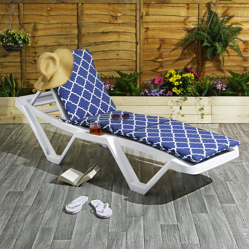 Resol - Master Sun Lounger & Cushion, White/Navy