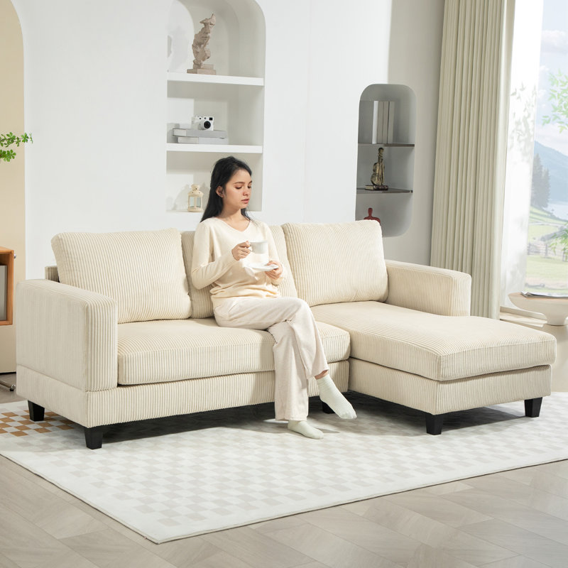 Canapé modulaire avec méridienne 3 places, Beige