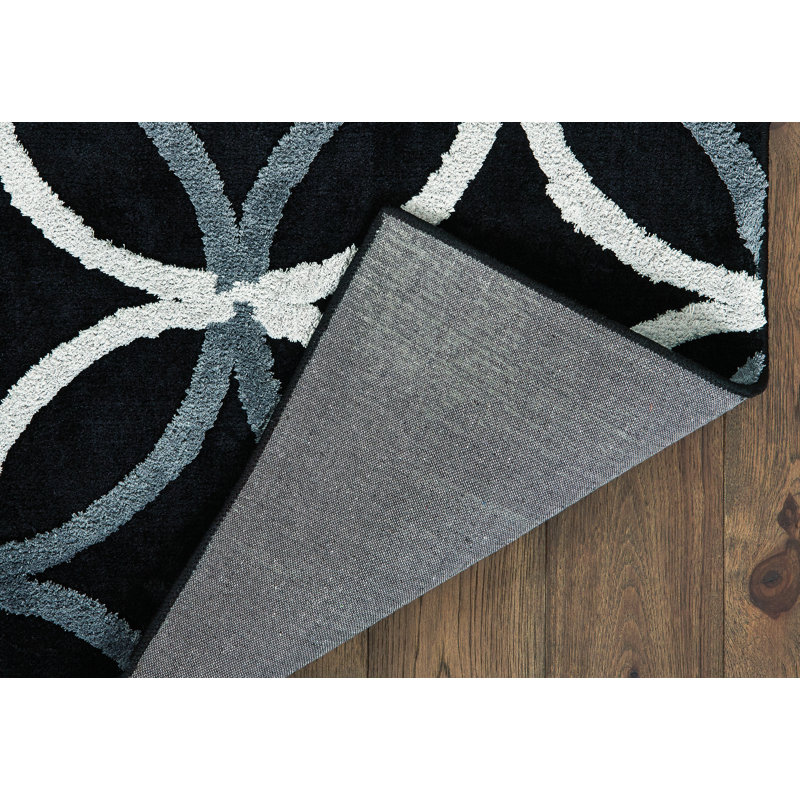 Tapis décoratif géométrique Alhambra/bleu, Rectangle 1 pi 10 po x 3 pi