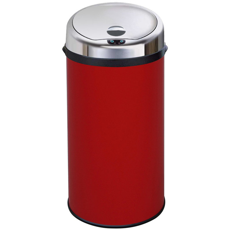 Ladson Steel Motion Sensor Kitchen Trash Can, Red, 42L