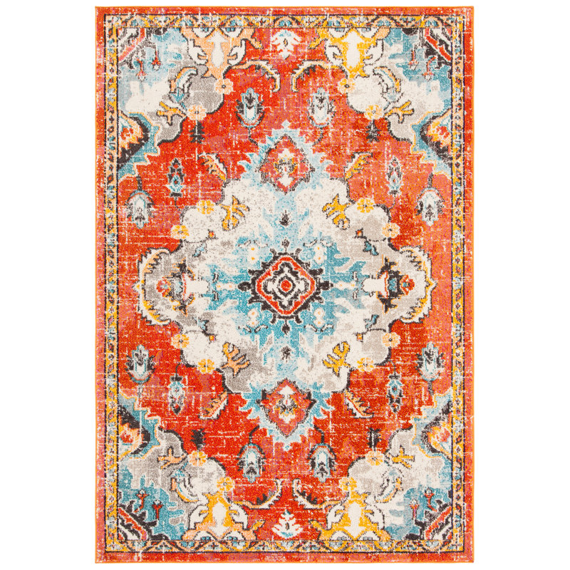 Kathryn Oriental Orange Area Rug, Rectangle 9' x 12'