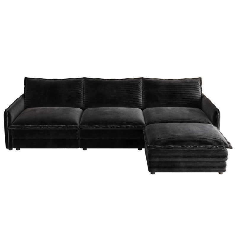 upholstered large-size deep-seat sofa, Black