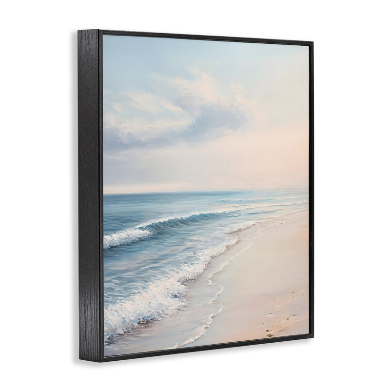 Serene Sands at Sunset, estampe numérique, design par Franklyn Gregory, H 20 po x l 16 po, Giclée encadrée noir minuit
