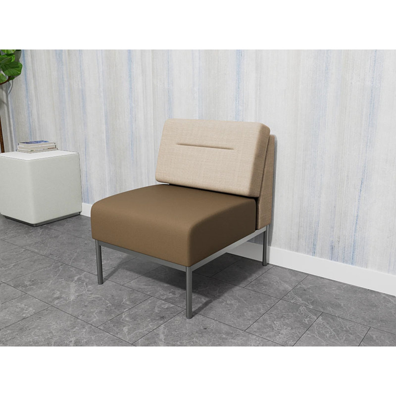 Chaise d'invité sans accoudoirs Darsey, Argent argent, Chambray calcaire; Patriot Plus taupe, Sans alimentation