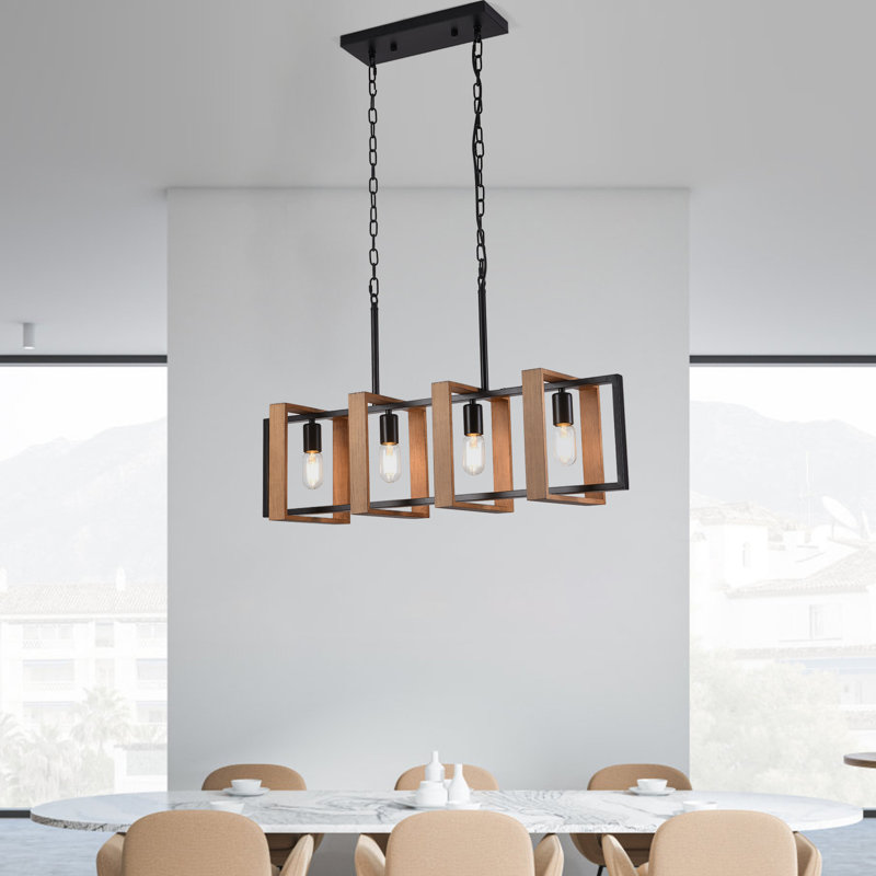 Luminaire suspendu rectangulaire à 4 lumières pour îlot de cuisine Rochester