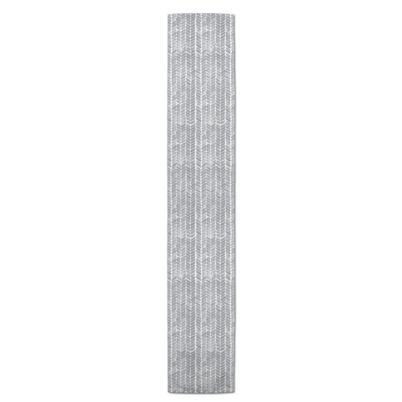 Chemin de table Maribeth, Gris, 72 po x 16 po, Géométrique 2