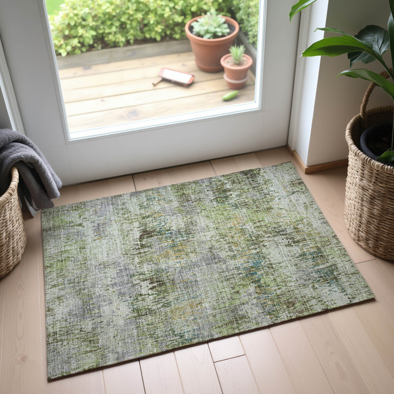 Premium Machine Washable Kumbhar AMF1377 Stripes Rug, Rectangle 1'8" x 2'6"
