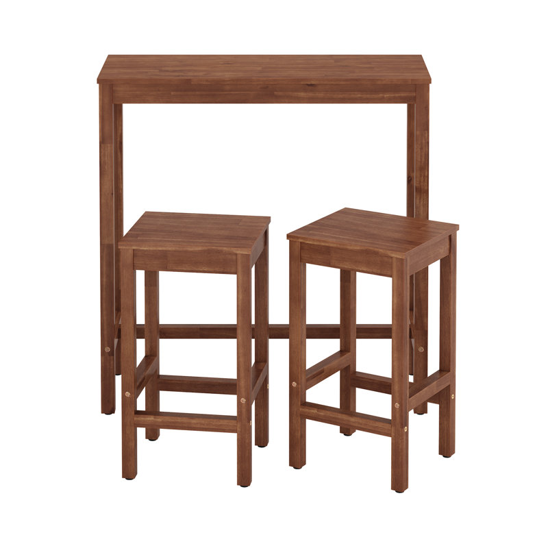 2-Person Rectangular Outdoor Dinning Set, Teak Brown