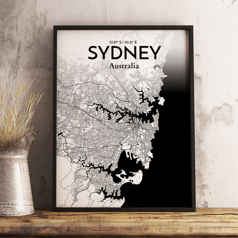 Sydney City Map - No Frame Print, 50.8cm H x 40.6cm W x 0.13cm D