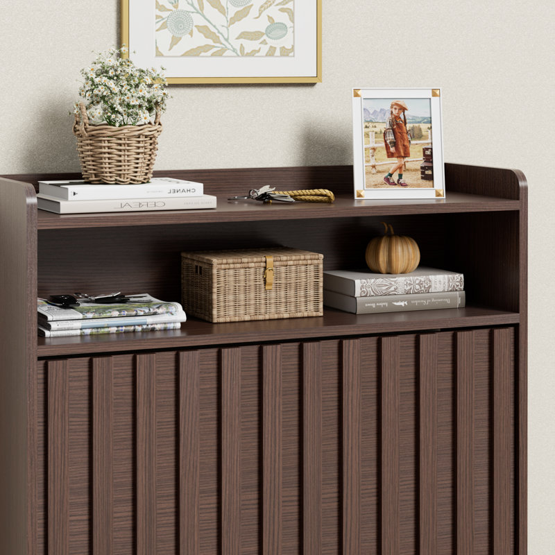 Sevyn 12 Pair Stackable Shoe Storage Cabinet, Coffee