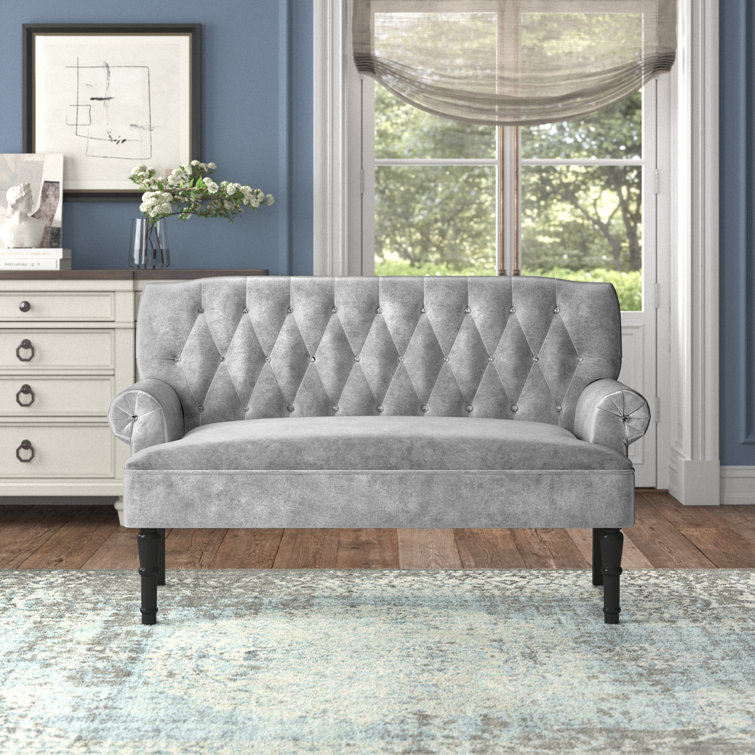 Dominica 59.3" Velvet Rolled Arm Settee