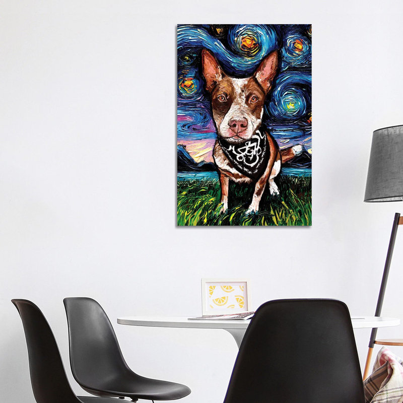 «Red Heeler Night» par Aja Trêves - reproduction, H 40 po x l 26 po x P 1,5 po