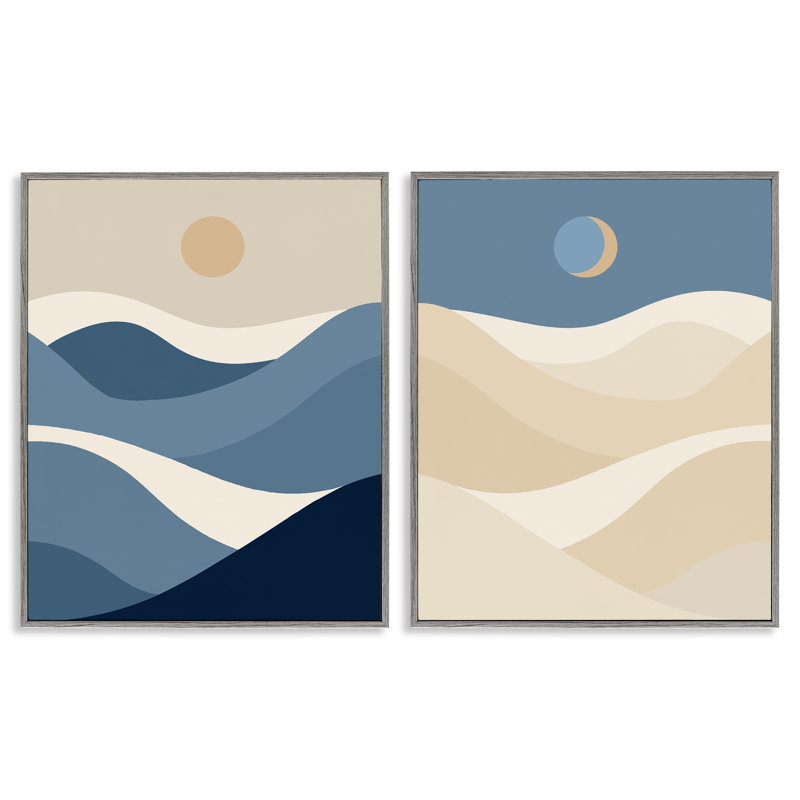  «Moon Over Soft Ripples», ensemble de 2 giclées par Daphne Polselli, H 30 po x l 24 po, Estampe numérique Farmhouse